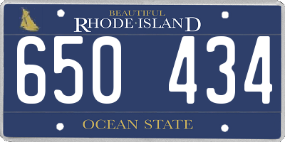 RI license plate 650434