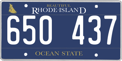 RI license plate 650437