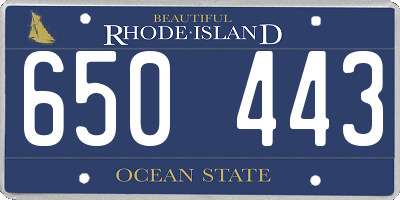 RI license plate 650443