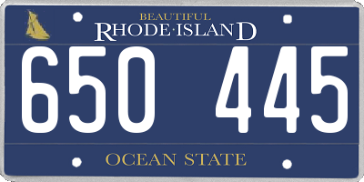 RI license plate 650445