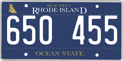 RI license plate 650455