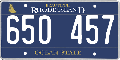 RI license plate 650457