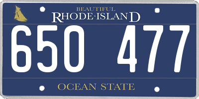 RI license plate 650477