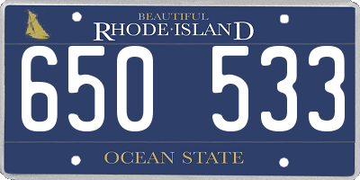 RI license plate 650533