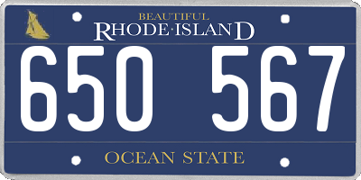 RI license plate 650567