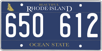 RI license plate 650612