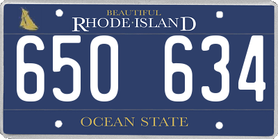 RI license plate 650634