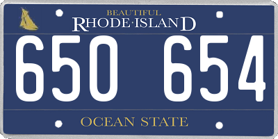 RI license plate 650654
