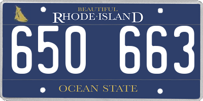 RI license plate 650663