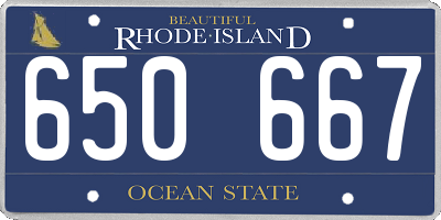 RI license plate 650667