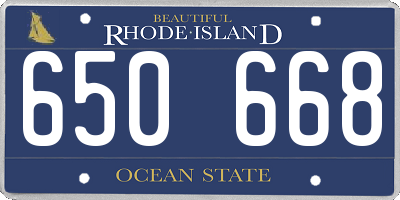 RI license plate 650668