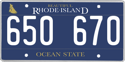 RI license plate 650670