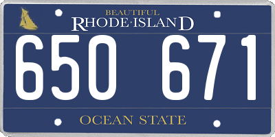 RI license plate 650671