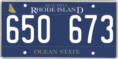 RI license plate 650673
