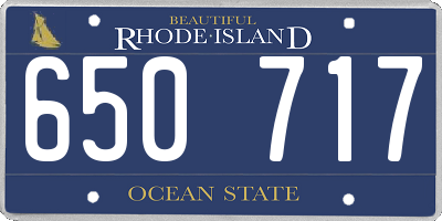 RI license plate 650717