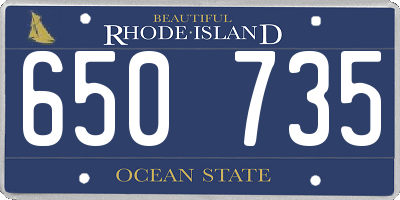 RI license plate 650735