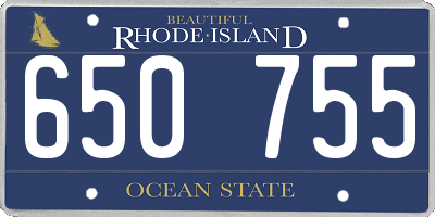 RI license plate 650755