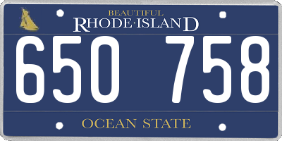 RI license plate 650758