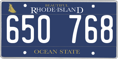 RI license plate 650768