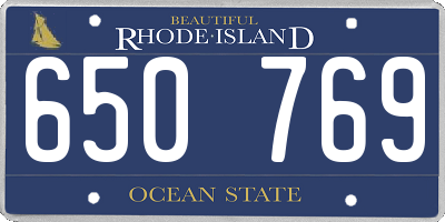 RI license plate 650769