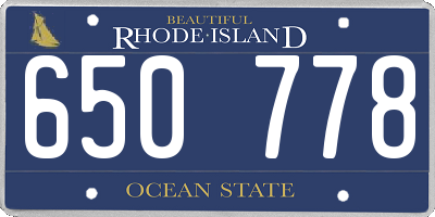 RI license plate 650778