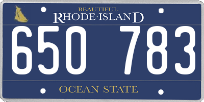 RI license plate 650783
