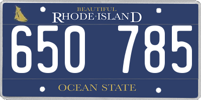 RI license plate 650785