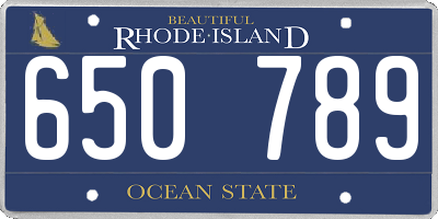RI license plate 650789