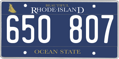 RI license plate 650807
