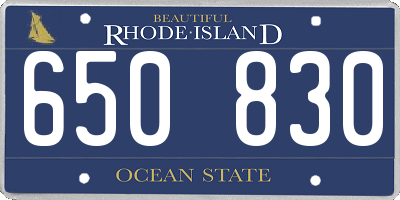 RI license plate 650830