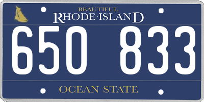 RI license plate 650833