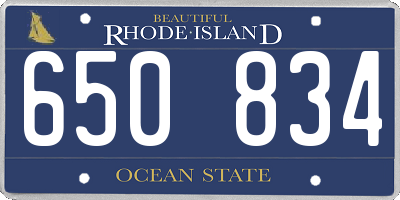 RI license plate 650834