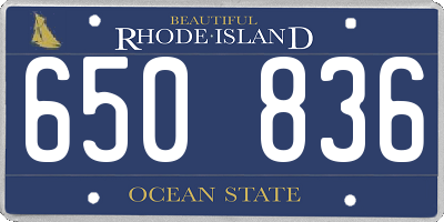 RI license plate 650836