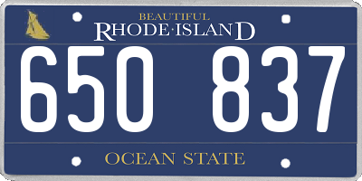 RI license plate 650837