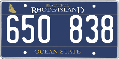 RI license plate 650838