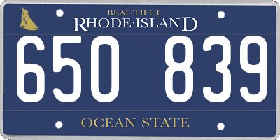 RI license plate 650839