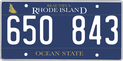 RI license plate 650843