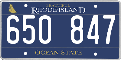 RI license plate 650847