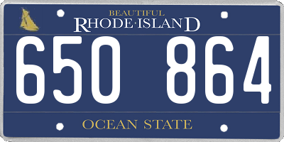 RI license plate 650864