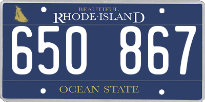 RI license plate 650867