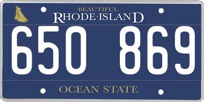 RI license plate 650869
