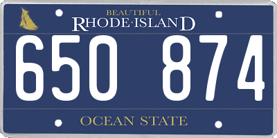 RI license plate 650874