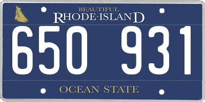 RI license plate 650931