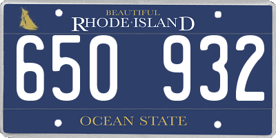 RI license plate 650932