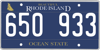 RI license plate 650933