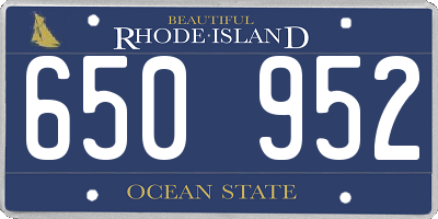 RI license plate 650952
