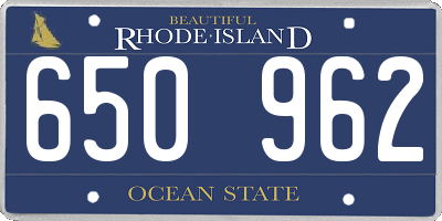 RI license plate 650962