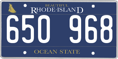 RI license plate 650968