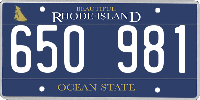 RI license plate 650981