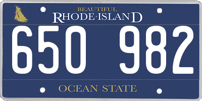 RI license plate 650982
